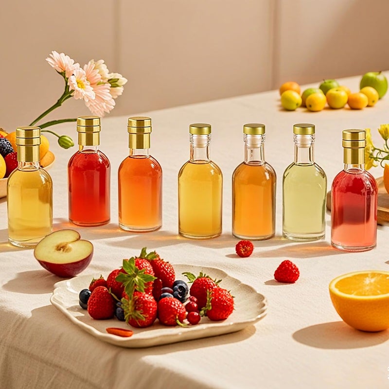 TBWIND 12 Pack 3 oz/100ml Clear Glass Bottles with T-Top Cork Stoppers, Small Liquor Bottles, Airtight Refillable Bottles for Spirits, Juice, Oil, Vinegar, Kombucha, Soda, Bear, Wine - Image 2